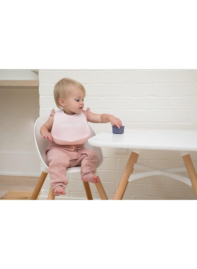 Bella Tunno Wonder Bib - Adjustable Silicone Baby Bibs for Girls, Durable and Waterproof BPA Free Silicone, Little Sis, One Size