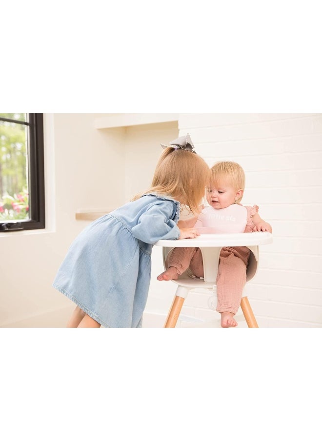 Bella Tunno Wonder Bib - Adjustable Silicone Baby Bibs for Girls, Durable and Waterproof BPA Free Silicone, Little Sis, One Size