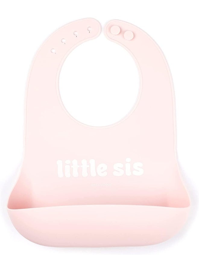 Bella Tunno Wonder Bib - Adjustable Silicone Baby Bibs for Girls, Durable and Waterproof BPA Free Silicone, Little Sis, One Size