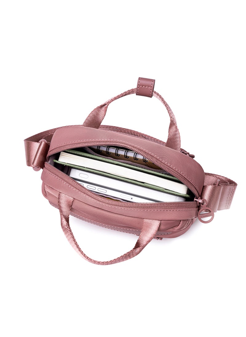 Premium Durable Lady’s Shoulder Bag Water Resistant Multifunctional Anti-Theft Sling Bag for Casual Travel Daily Out, CB00771-Nostalgia Rose