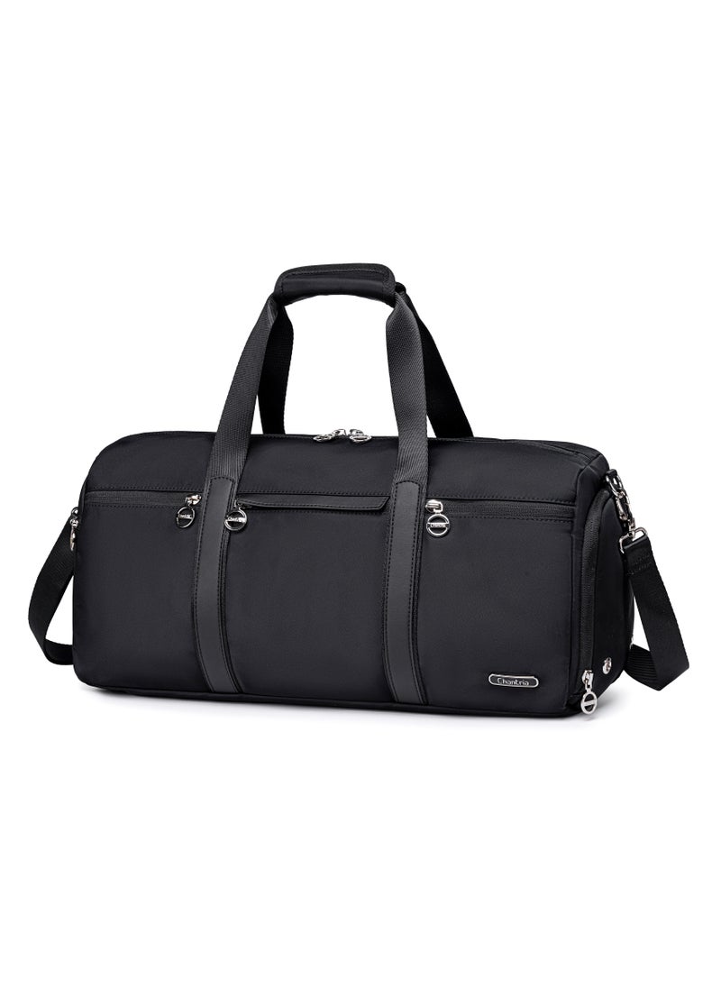 21L Premium Gym Bag Water Resistant Duffel Bag with Shoe Compartment and Detachable Shoulder Straps for Women, CB00777-Black