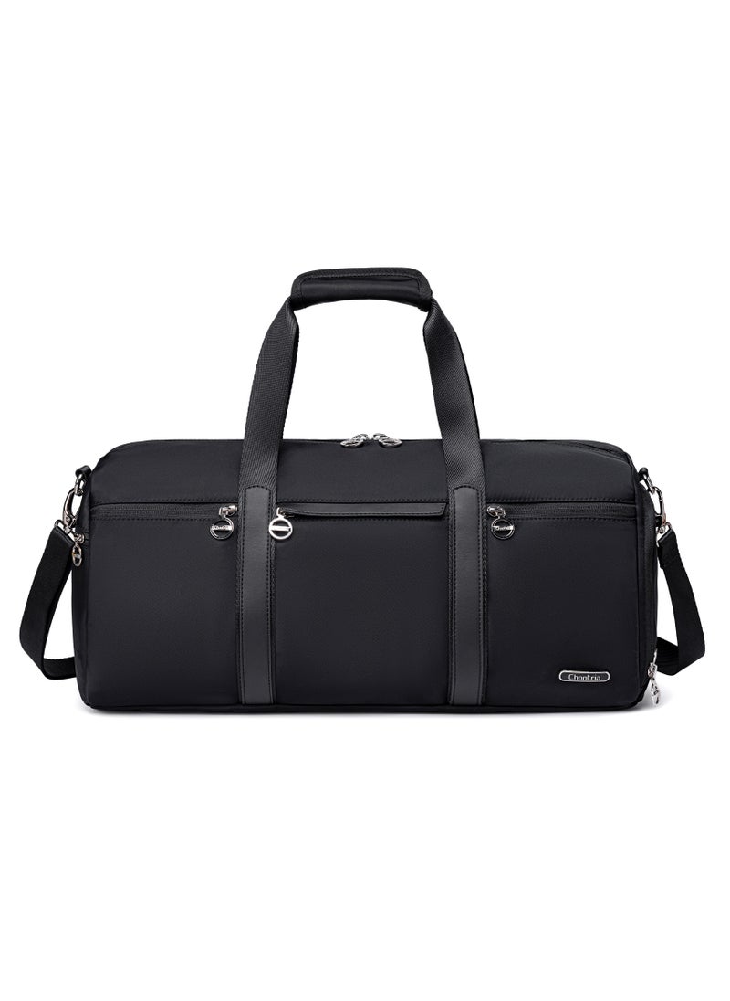 21L Premium Gym Bag Water Resistant Duffel Bag with Shoe Compartment and Detachable Shoulder Straps for Women, CB00777-Black