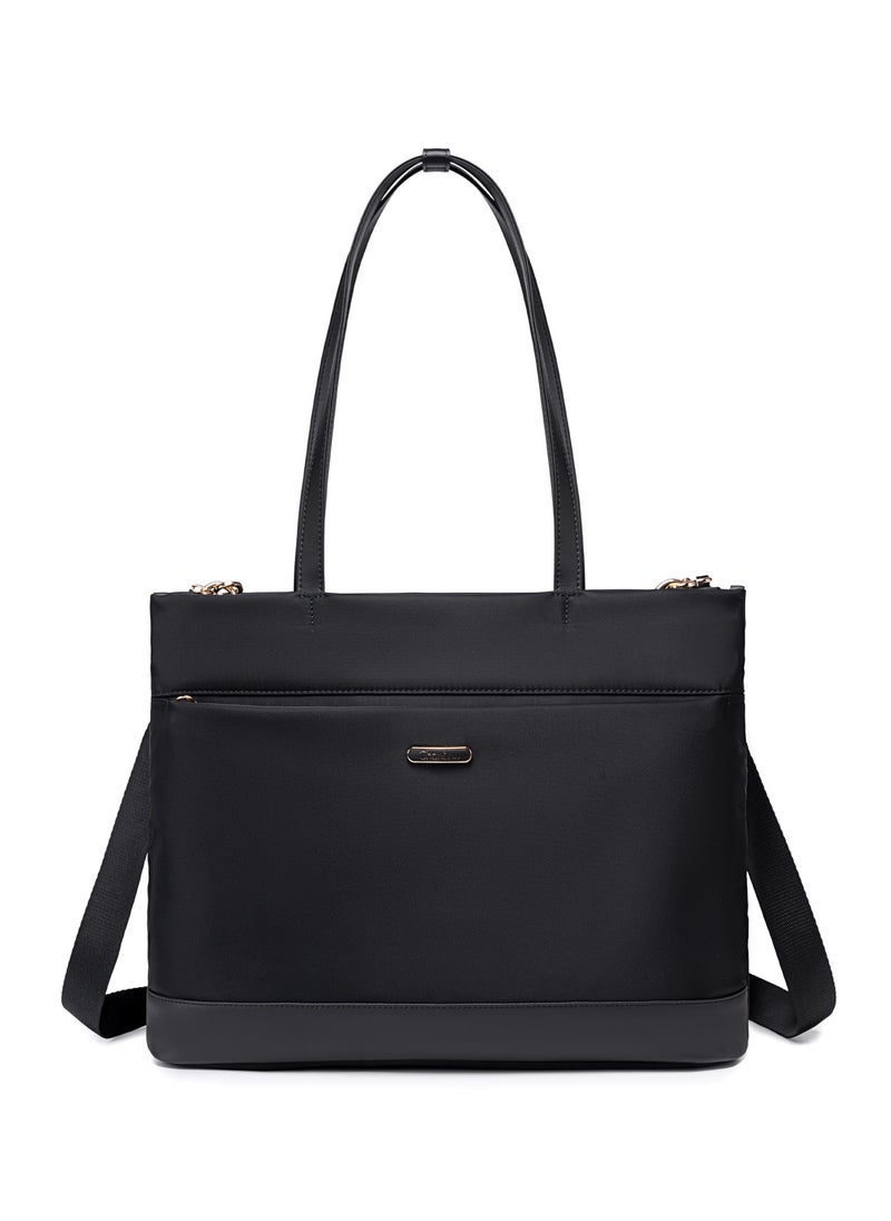 Premium Lightweight Laptop Hand Bag for Women Water Resistant Multifunctional Laptop Sling Bag with Multiple Pockets for Casual/Work/College/ School, CB00789-Black
