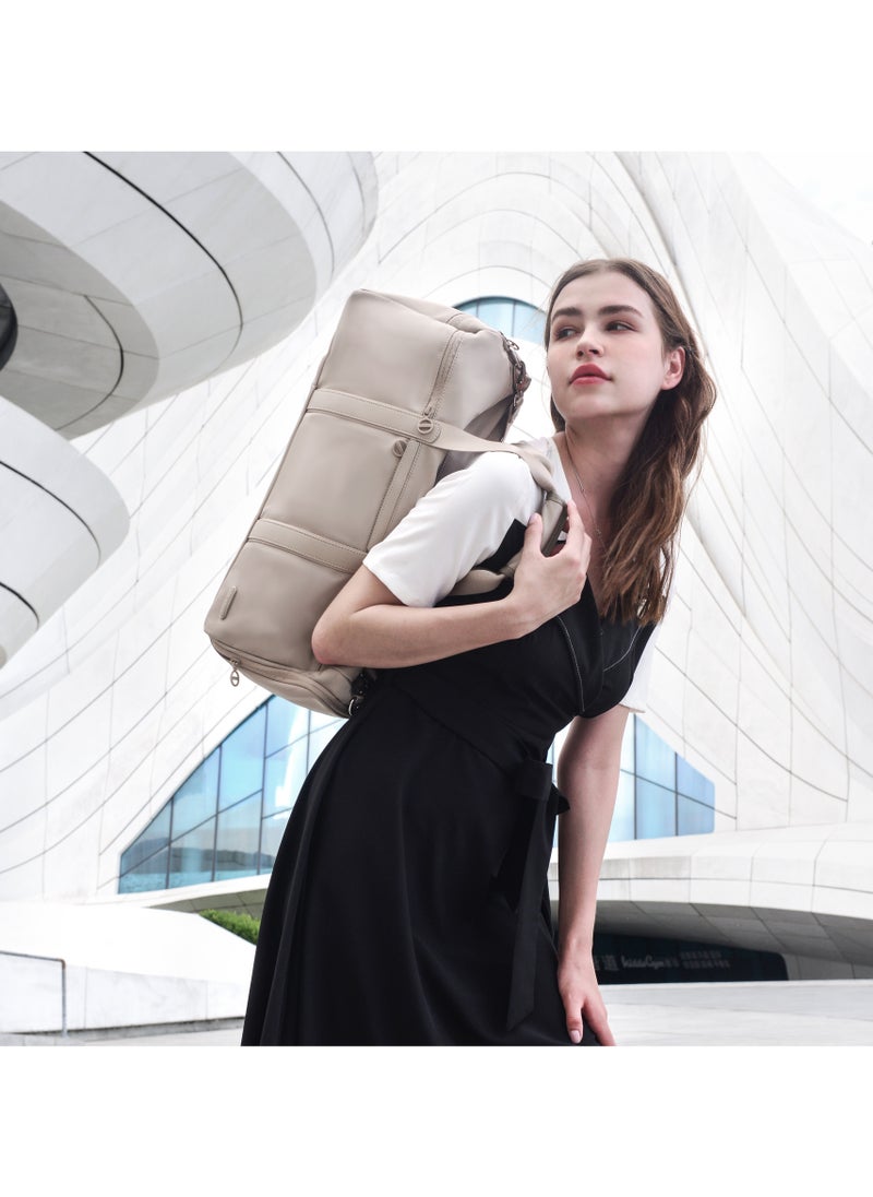21L Premium Gym Bag Water Resistant Duffel Bag with Shoe Compartment and Detachable Shoulder Straps for Women, CB00777-Khaki