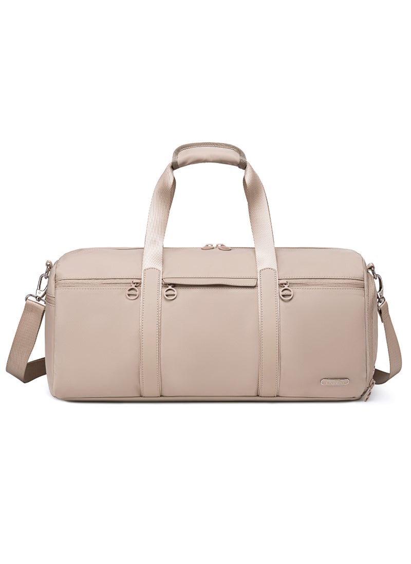 21L Premium Gym Bag Water Resistant Duffel Bag with Shoe Compartment and Detachable Shoulder Straps for Women, CB00777-Khaki