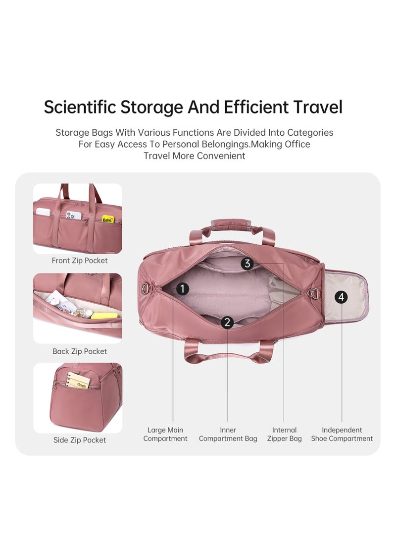 21L Premium Gym Bag Water Resistant Duffel Bag with Shoe Compartment and Detachable Shoulder Straps for Women, CB00777-Nostalgia Rose