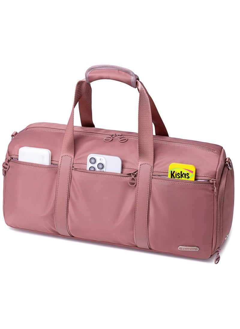 21L Premium Gym Bag Water Resistant Duffel Bag with Shoe Compartment and Detachable Shoulder Straps for Women, CB00777-Nostalgia Rose