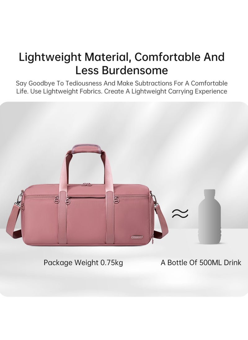 21L Premium Gym Bag Water Resistant Duffel Bag with Shoe Compartment and Detachable Shoulder Straps for Women, CB00777-Pink