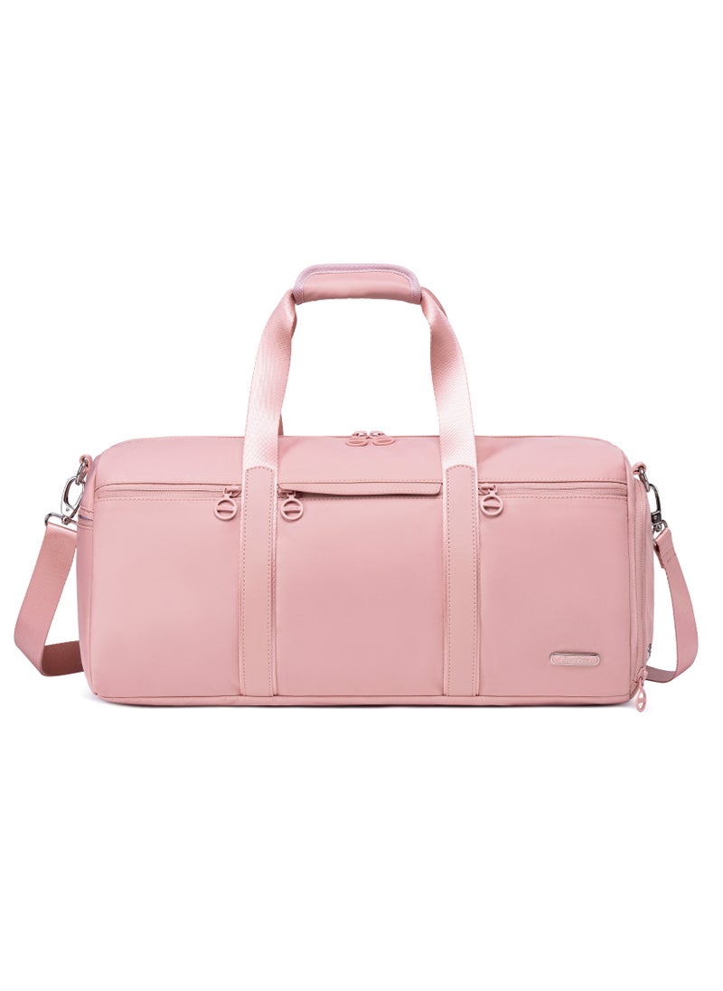 21L Premium Gym Bag Water Resistant Duffel Bag with Shoe Compartment and Detachable Shoulder Straps for Women, CB00777-Pink