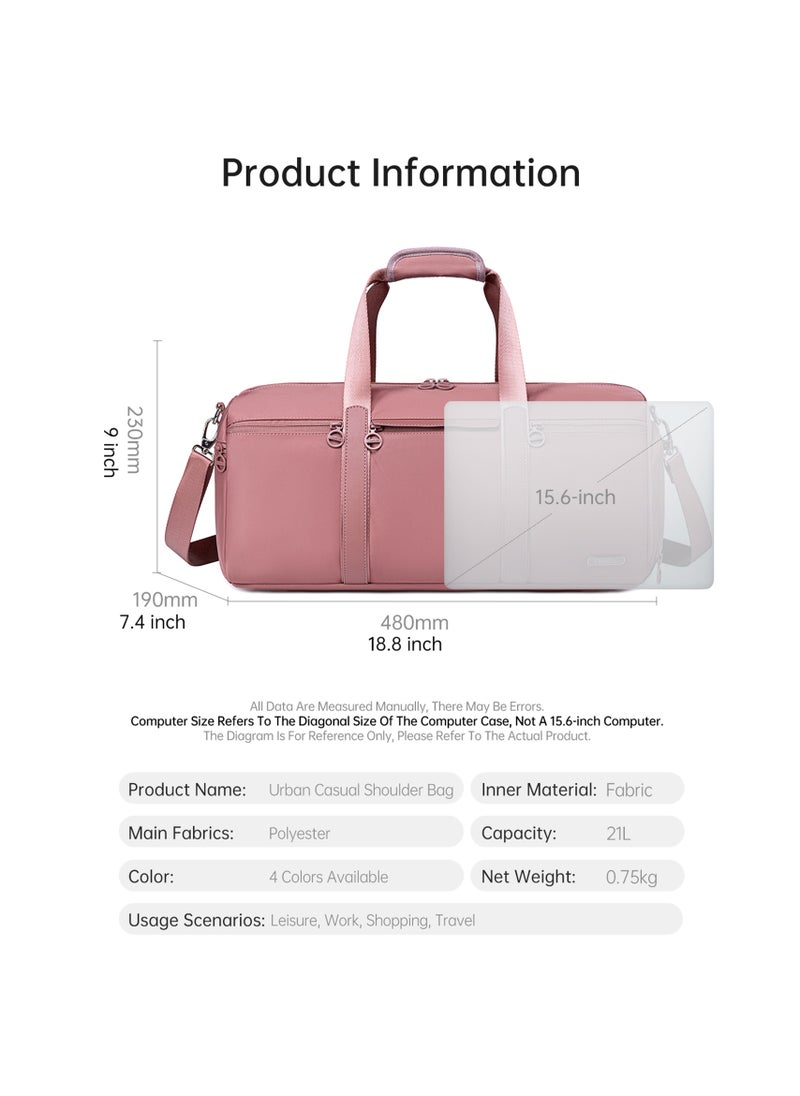 21L Premium Gym Bag Water Resistant Duffel Bag with Shoe Compartment and Detachable Shoulder Straps for Women, CB00777-Pink