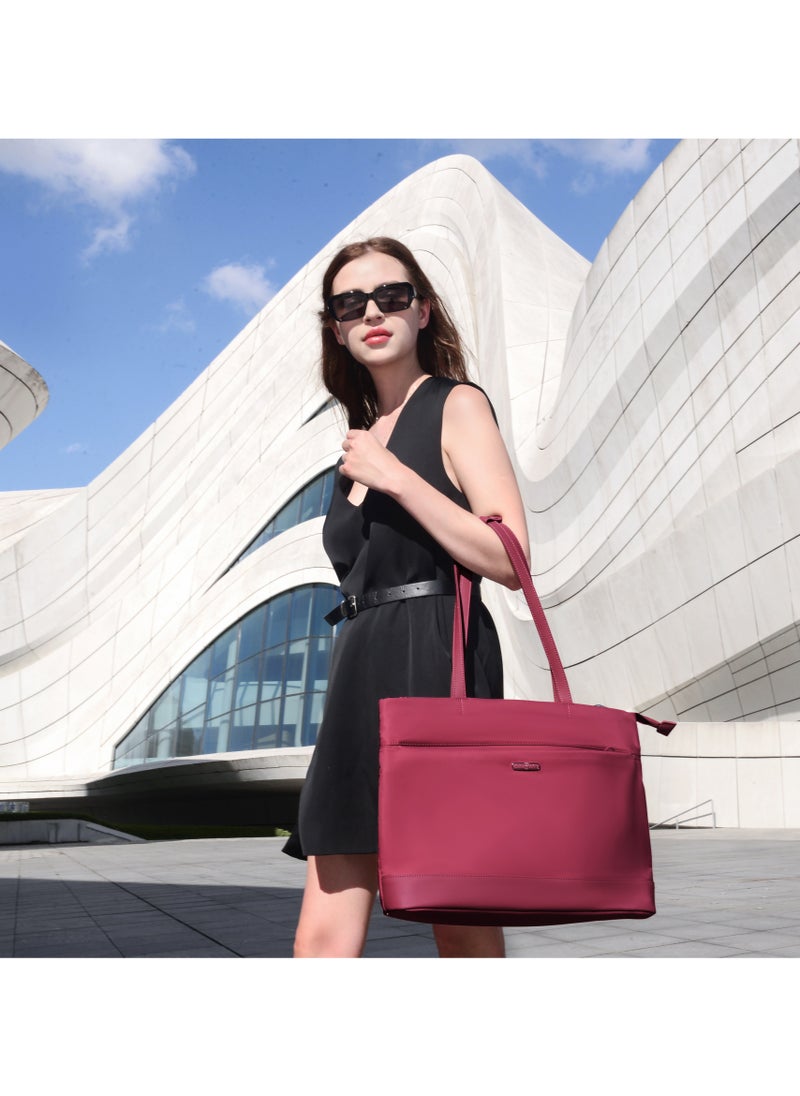 Premium Lightweight Laptop Hand Bag for Women Water Resistant Multifunctional Laptop Sling Bag with Multiple Pockets for Casual/Work/College/ School, CB00789-Burgundy