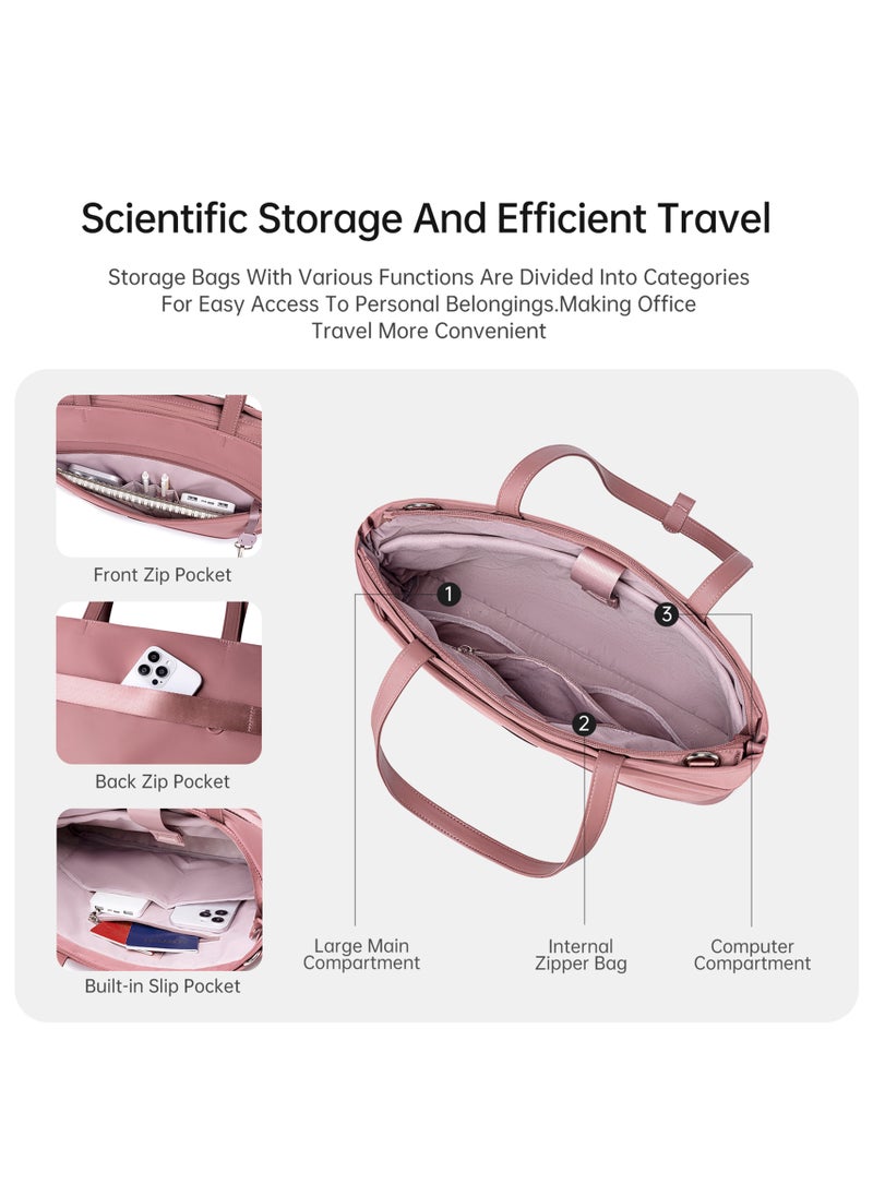 Premium Lightweight Laptop Hand Bag for Women Water Resistant Multifunctional Laptop Sling Bag with Multiple Pockets for Casual/Work/College/ School, CB00789-Nostalgia Rose