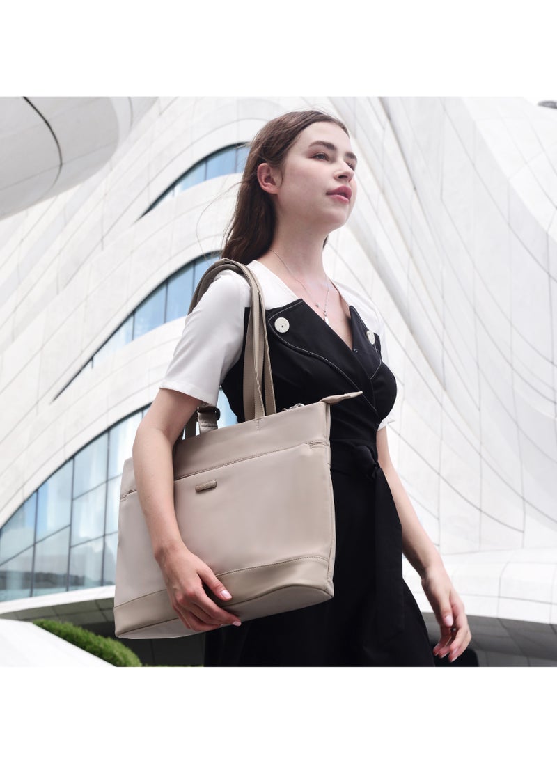 Premium Lightweight Laptop Hand Bag for Women Water Resistant Multifunctional Laptop Sling Bag with Multiple Pockets for Casual/Work/College/ School, CB00789-Khaki