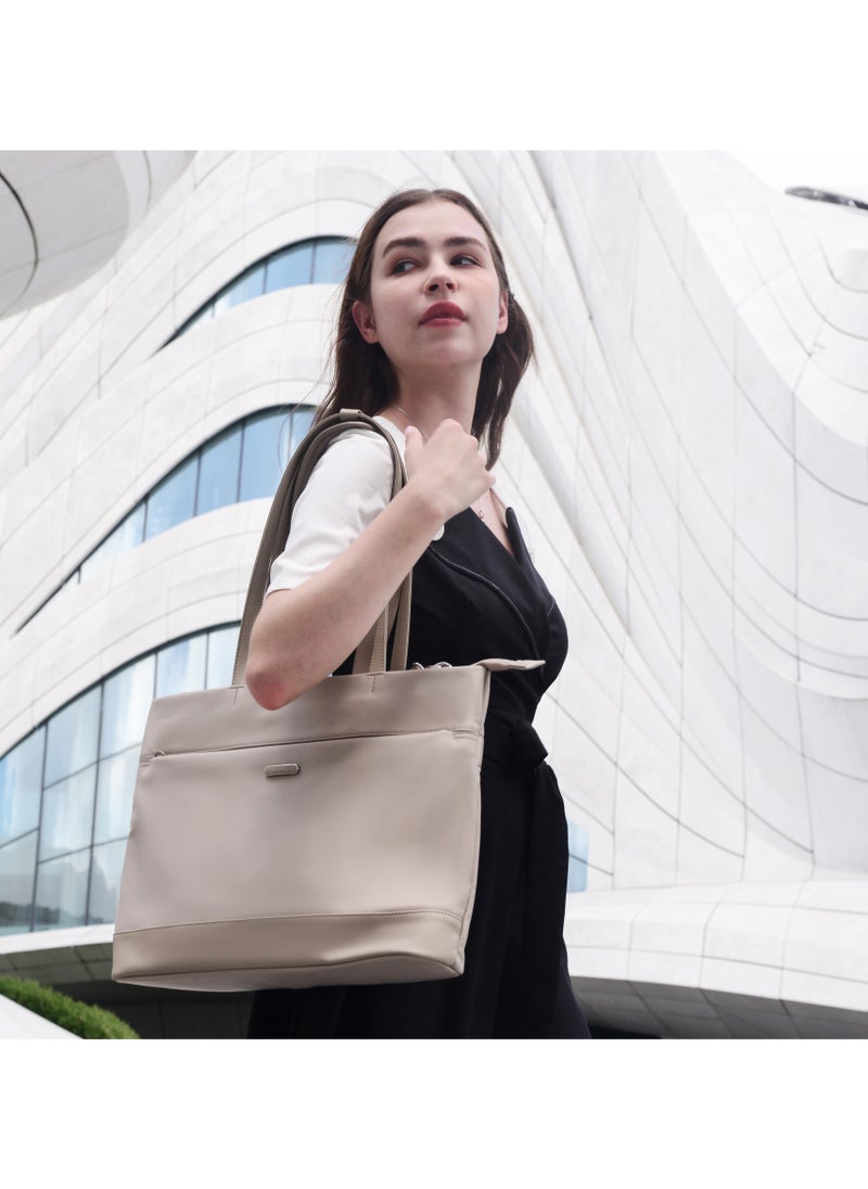 Premium Lightweight Laptop Hand Bag for Women Water Resistant Multifunctional Laptop Sling Bag with Multiple Pockets for Casual/Work/College/ School, CB00789-Khaki