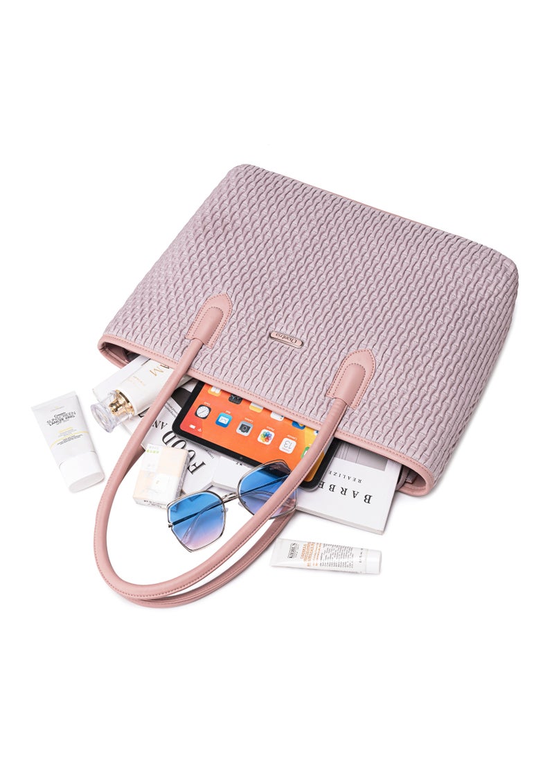 Premium Lightweight Tote Bag for Women Water Resistant Multifunctional Hand Bag with Separate Laptop and Tablet Compartment, CB00800-PINK