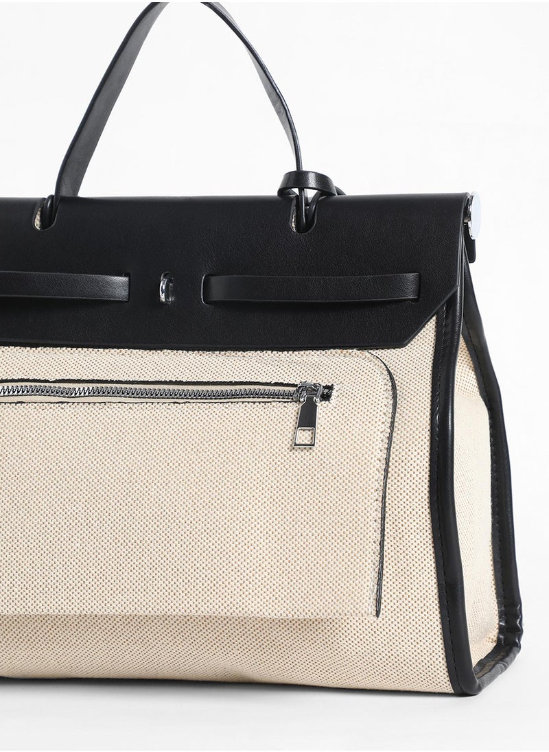 Structured Block With Pouch Hand Bag