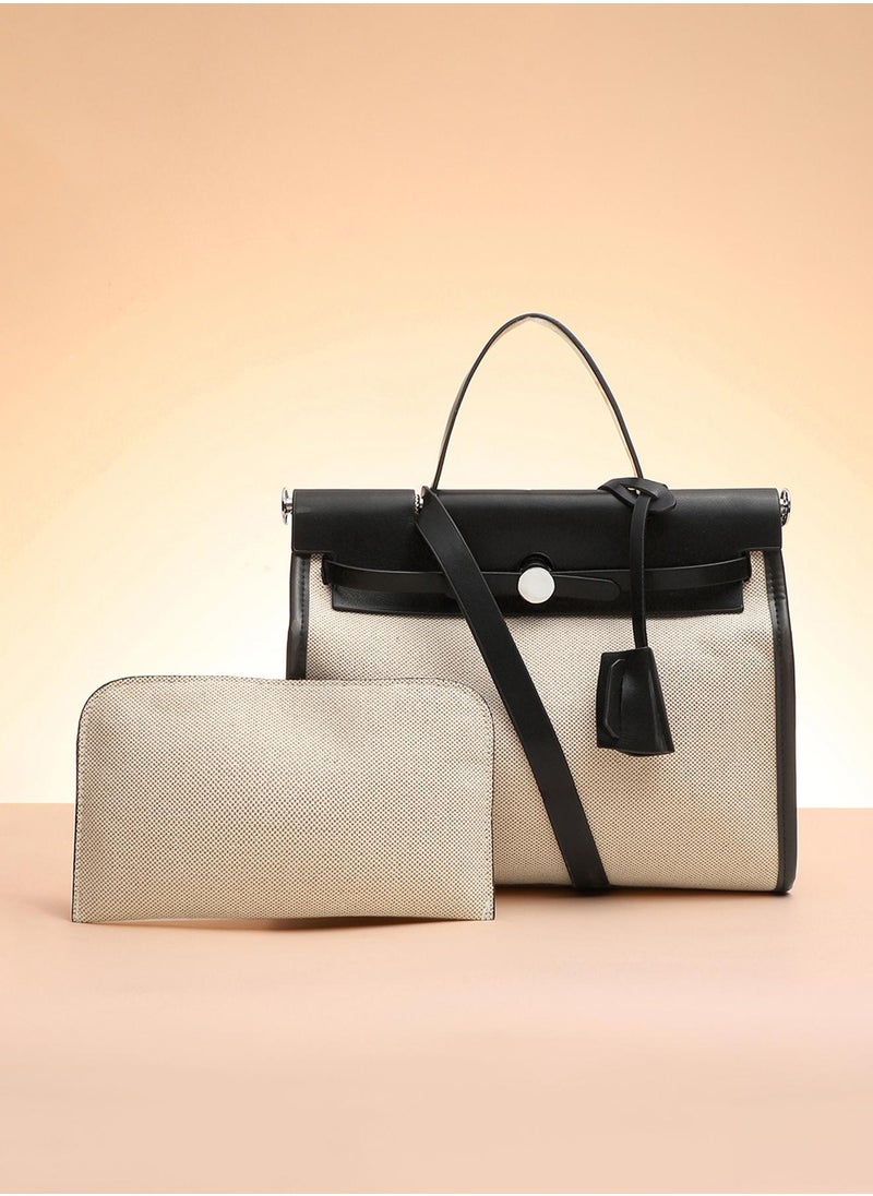 Structured Block With Pouch Hand Bag