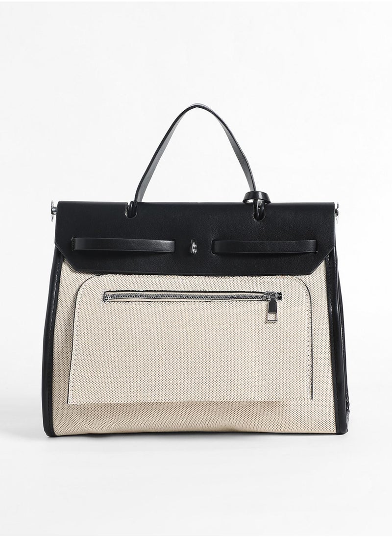 Structured Block With Pouch Hand Bag