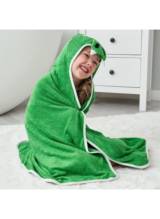 HIPHOP PANDA Hooded Towel - Rayon Made from Bamboo, Bath Towel with Bear Ears for Newborn, Babie, Toddler, Infant - Absorbent Large Baby Towel - Dinosaur, 30 x 30 Inch
