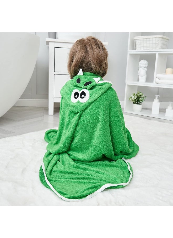 HIPHOP PANDA Hooded Towel - Rayon Made from Bamboo, Bath Towel with Bear Ears for Newborn, Babie, Toddler, Infant - Absorbent Large Baby Towel - Dinosaur, 30 x 30 Inch