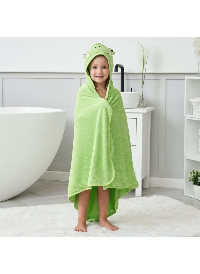HIPHOP PANDA Hooded Towel - Rayon Made from Bamboo, Bath Towel with Bear Ears for Newborn, Baby, Toddler, Infant - Absorbent Large Baby Towel - Frog, 30 x 40 Inch