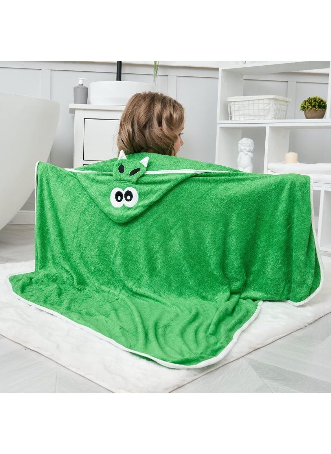 HIPHOP PANDA Hooded Towel - Rayon Made from Bamboo, Bath Towel with Bear Ears for Newborn, Baby, Toddler, Infant - Absorbent Large Baby Towel - Dinosaur, 30 x 40 Inch