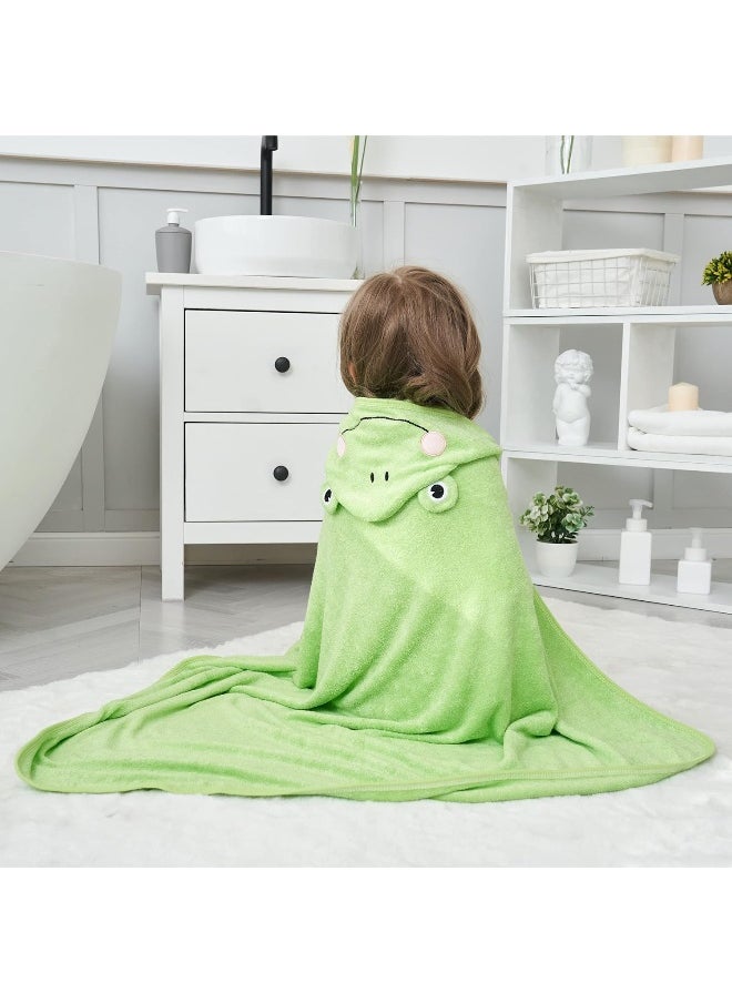 HIPHOP PANDA Bamboo Hooded Baby Towel - Soft Hooded Bath Towel for Baby, Toddler, Infant, Perfect for Boy and Girl - Frog, 30 x 30 Inch