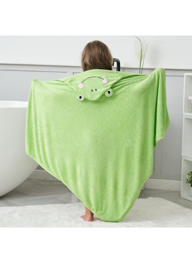 HIPHOP PANDA Bamboo Hooded Baby Towel - Soft Hooded Bath Towel for Baby, Toddler, Infant, Perfect for Boy and Girl - Frog, 30 x 30 Inch