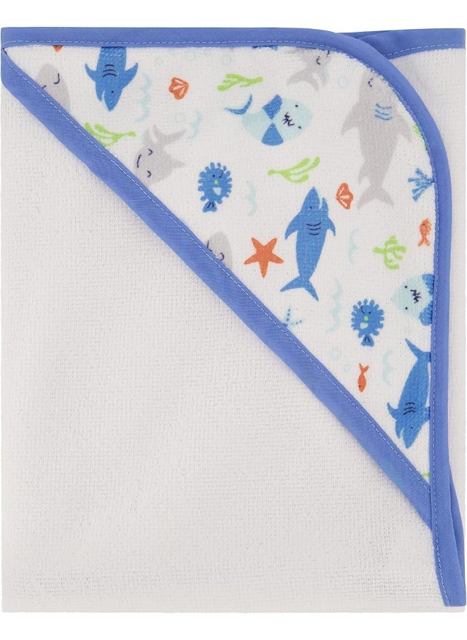 Cudlie Buttons & Stitches Baby Boy 3 Pack Rolled/Carded Hooded Towels in Jawsome Print