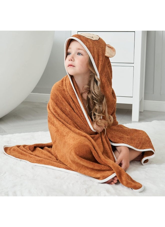 HIPHOP PANDA Bamboo Hooded Baby Towel - Soft Hooded Bath Towel for Baby, Toddler, Infant, Perfect for Boy and Girl - (Monkey, 30 x 30 Inch)
