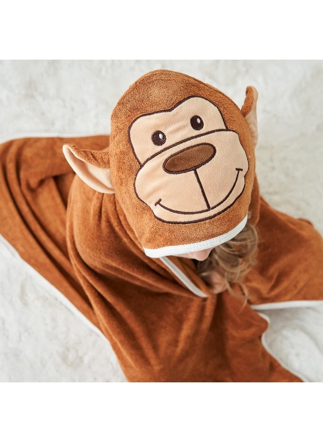 HIPHOP PANDA Bamboo Hooded Baby Towel - Soft Hooded Bath Towel for Baby, Toddler, Infant, Perfect for Boy and Girl - (Monkey, 30 x 30 Inch)