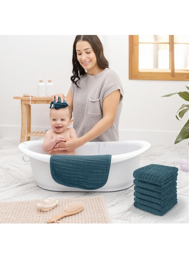Baby Washcloths, Muslin Cotton Baby Towels 10 Pack - Large 10”x10” Wash Cloths Soft on Sensitive Skin, Absorbent for Boys & Girls, Newborn Baby & Toddlers Bibs & Burp Cloths Essentials Set