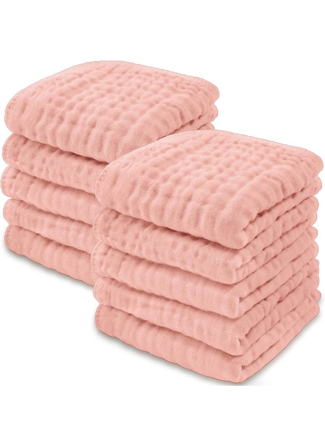 Baby Washcloths, Muslin Cotton Baby Towels, Large 10”x10” Wash Cloths Soft on Sensitive Skin, Absorbent for Boys & Girls, Newborn Baby & Toddlers Essentials Shower Registry Gift (Lace, Pack of 10)