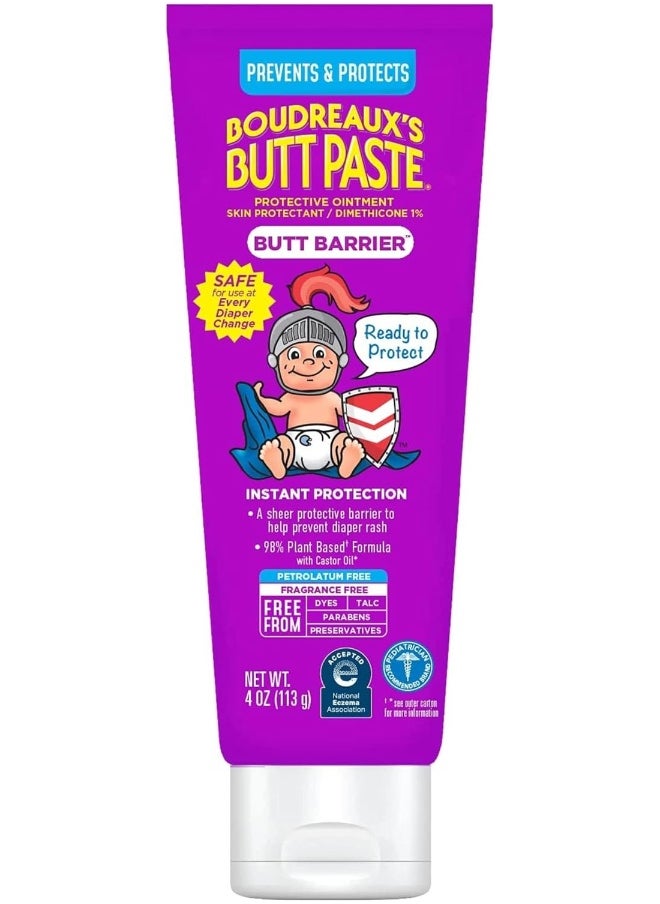 Boudreaux's Butt Paste, Butt Barrier Ointment, Rash Prevention, 4oz tube