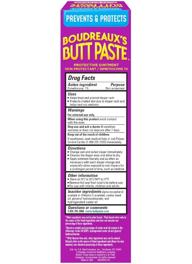 Boudreaux's Butt Paste, Butt Barrier Ointment, Rash Prevention, 4oz tube