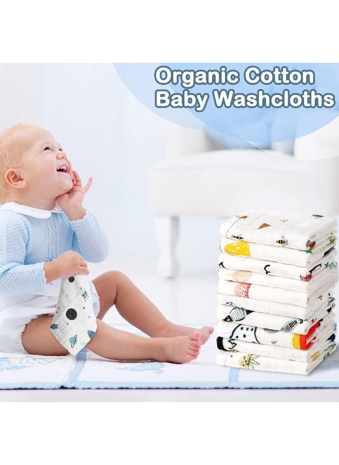 Chumia 20 Pack Baby Muslin Washcloths Cotton Face Towels 6 Layer Baby Wash Cloths with Sensitive Skin Baby Bath Towel Great for Baby Toddler Kids 10 x 10 Inch