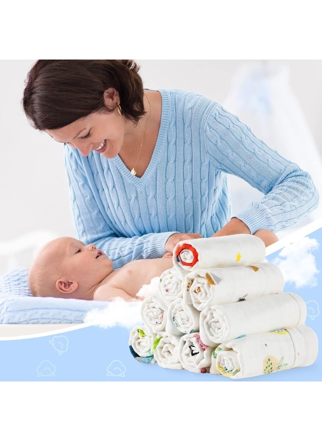 Chumia 20 Pack Baby Muslin Washcloths Cotton Face Towels 6 Layer Baby Wash Cloths with Sensitive Skin Baby Bath Towel Great for Baby Toddler Kids 10 x 10 Inch