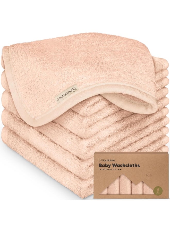 6-Pack Organic Baby Washcloths – Soft Bamboo Washcloth, Baby Wash Cloths, Baby Wash Cloth for Newborn, Kids, Baby Towels, Baby Bath Essentials, Face Towel, Face Cloths for Washing Face (Peachy)