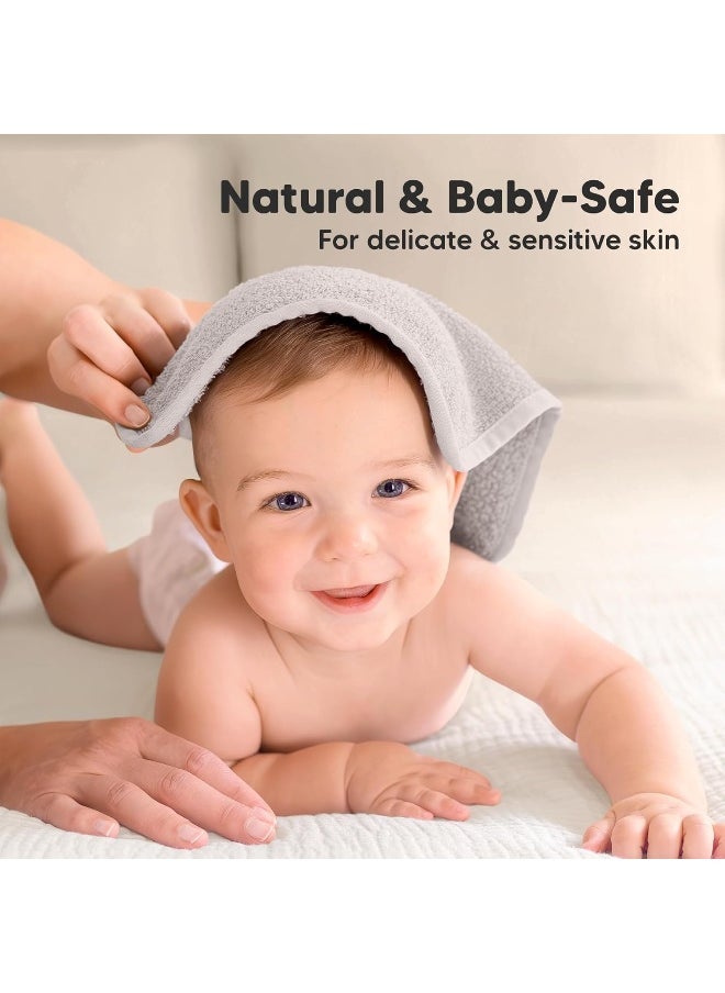 KeaBabies 6-Pack Soft Viscose Washcloths - Derived from Bamboo for Baby, Newborn, Kids - Bath Towels, Face Cloths