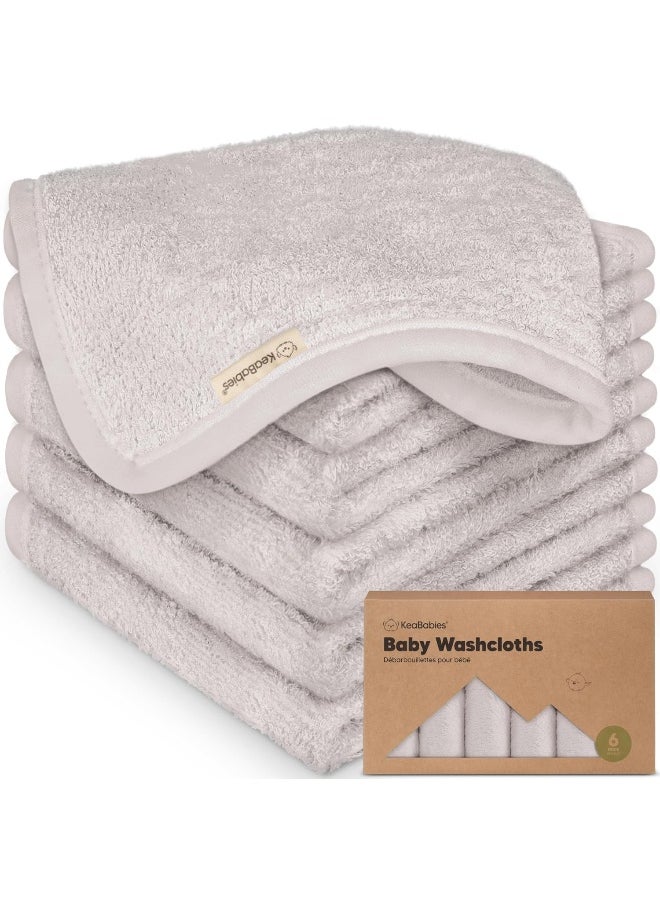 KeaBabies 6-Pack Soft Viscose Washcloths - Derived from Bamboo for Baby, Newborn, Kids - Bath Towels, Face Cloths