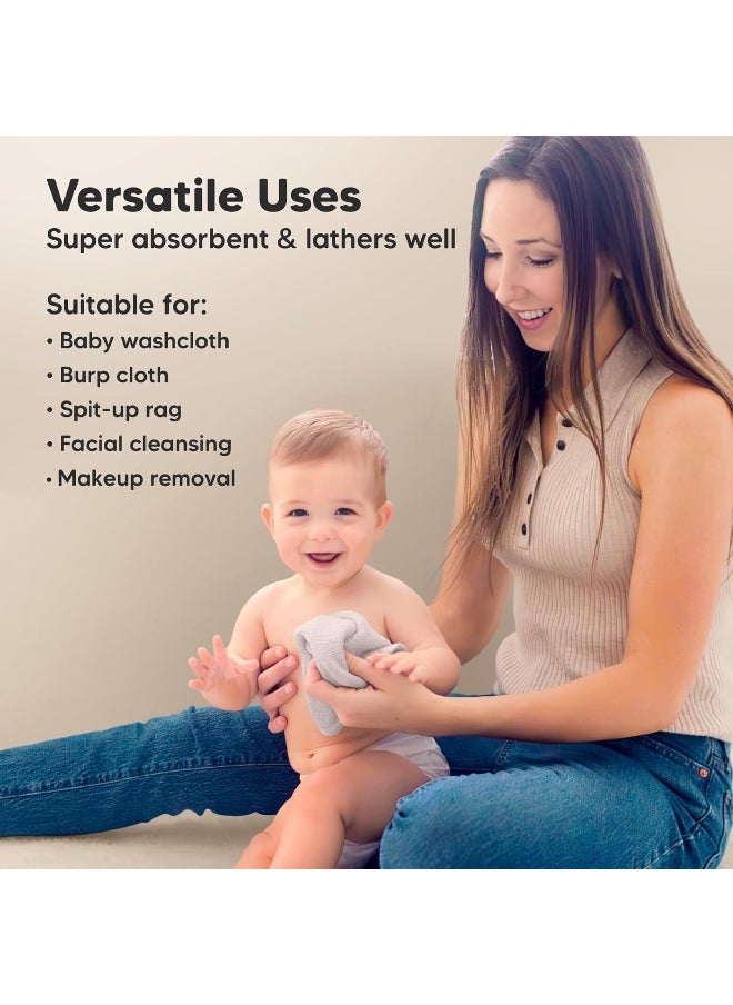 KeaBabies 6-Pack Soft Viscose Washcloths - Derived from Bamboo for Baby, Newborn, Kids - Bath Towels, Face Cloths