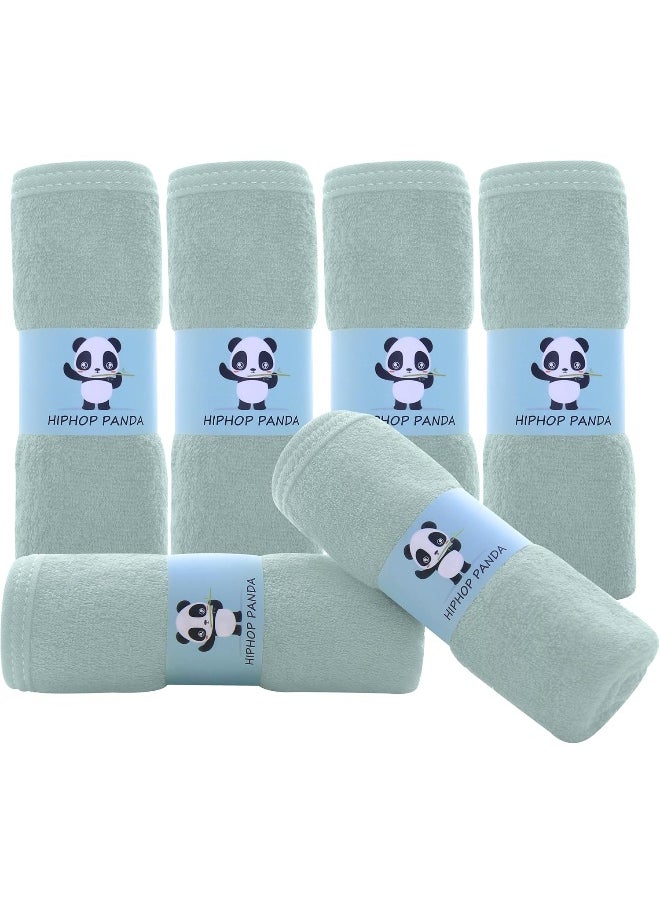 HIPHOP PANDA Baby Washcloths, Rayon Made from Bamboo - 2 Layer Ultra Soft Absorbent Newborn Bath Face Towel - Reusable Baby Wipes for Delicate Skin - Green, 6 Pack