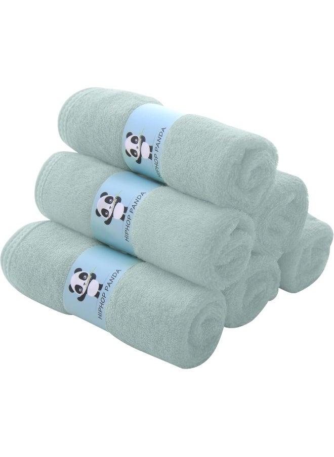 HIPHOP PANDA Baby Washcloths, Rayon Made from Bamboo - 2 Layer Ultra Soft Absorbent Newborn Bath Face Towel - Reusable Baby Wipes for Delicate Skin - Green, 6 Pack