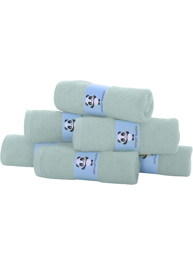 HIPHOP PANDA Baby Washcloths, Rayon Made from Bamboo - 2 Layer Ultra Soft Absorbent Newborn Bath Face Towel - Reusable Baby Wipes for Delicate Skin - Green, 6 Pack