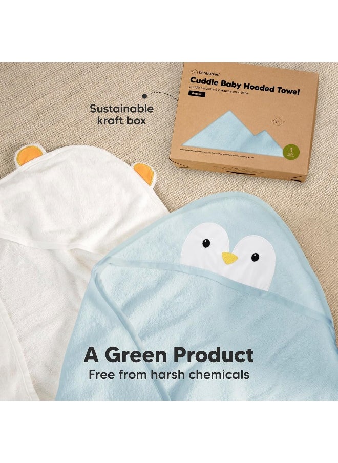 KeaBabies Baby Hooded Towel - Viscose Derived from Bamboo Baby Towel, Toddler Bath Towel, Infant Towels, Large Hooded Towel, Soft Baby Towels with Hood for Girls, Babies, Newborn Boys (Penguin)