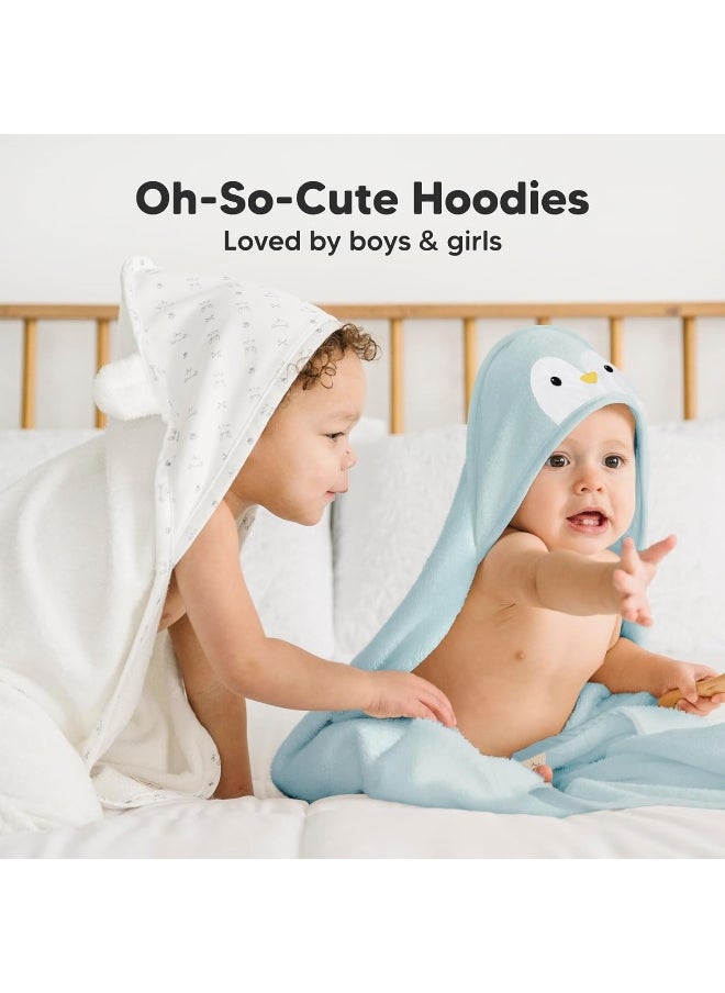 KeaBabies Baby Hooded Towel - Viscose Derived from Bamboo Baby Towel, Toddler Bath Towel, Infant Towels, Large Hooded Towel, Soft Baby Towels with Hood for Girls, Babies, Newborn Boys (Penguin)