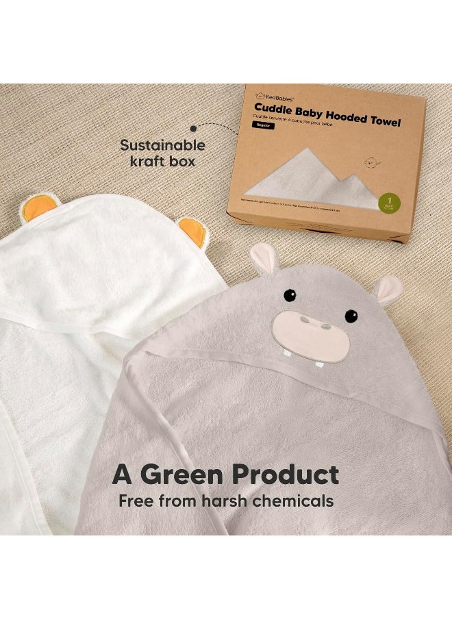 KeaBabies Baby Hooded Towel - Viscose Derived from Bamboo Toddler Bath Towel, Infant Towels, Large Hooded Towel, Organic Baby Towels with Hood for Girls, Babies, Newborn Boys (Hippo)