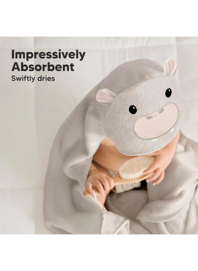 KeaBabies Baby Hooded Towel - Viscose Derived from Bamboo Toddler Bath Towel, Infant Towels, Large Hooded Towel, Organic Baby Towels with Hood for Girls, Babies, Newborn Boys (Hippo)