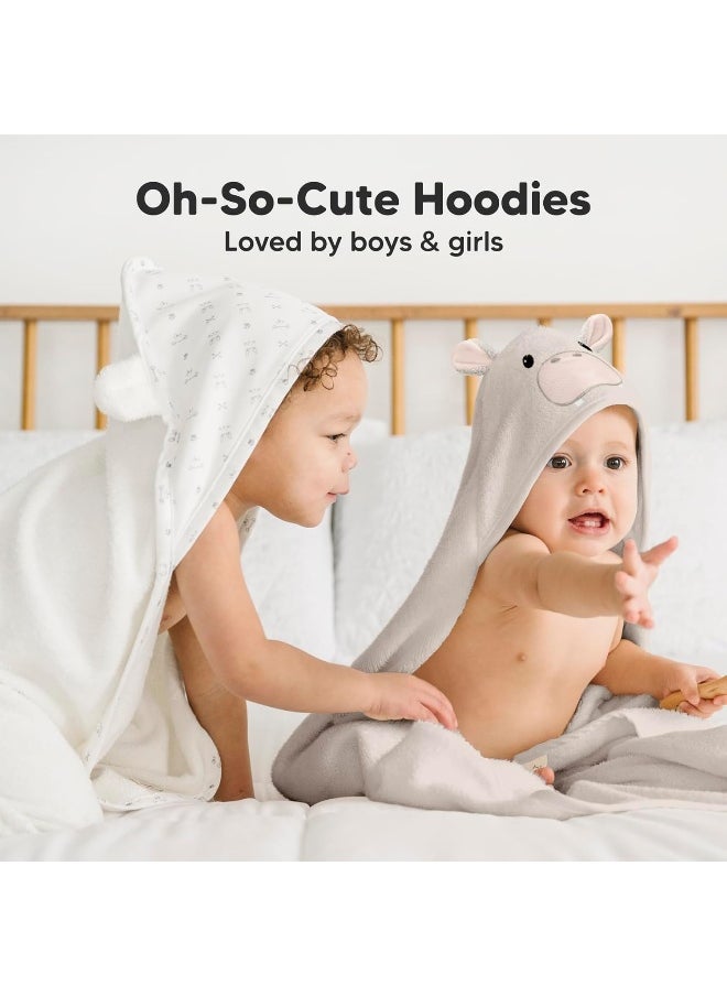 KeaBabies Baby Hooded Towel - Viscose Derived from Bamboo Toddler Bath Towel, Infant Towels, Large Hooded Towel, Organic Baby Towels with Hood for Girls, Babies, Newborn Boys (Hippo)