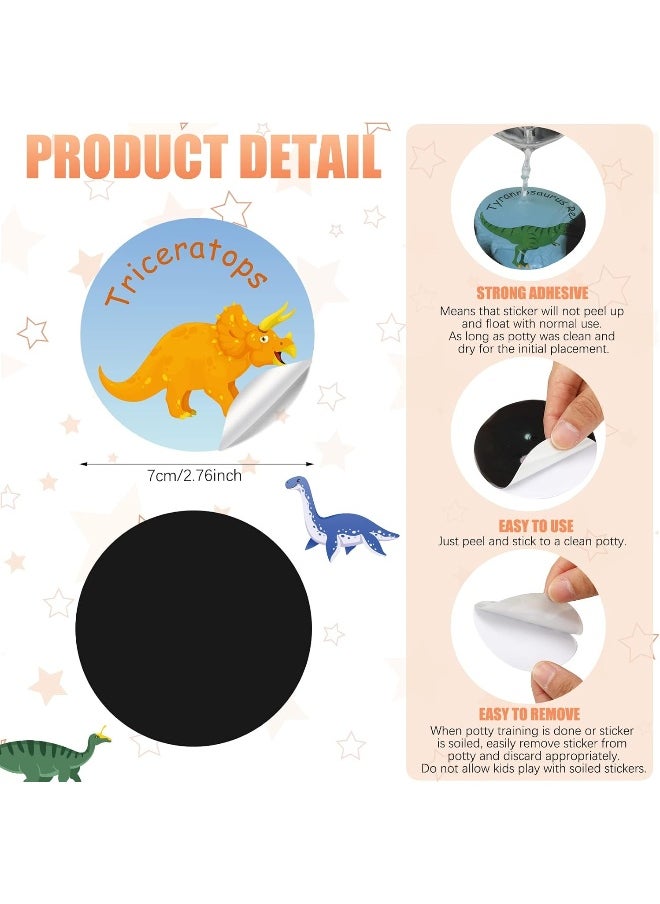 Geyee 24 Pcs Potty Training Stickers Potty You Pee on Toilet Reveal Stickers Chart Reusable Pee Decals Color Changing Seat Toilet Targets for Boys Girls Kids Training Use(Dinosaur)